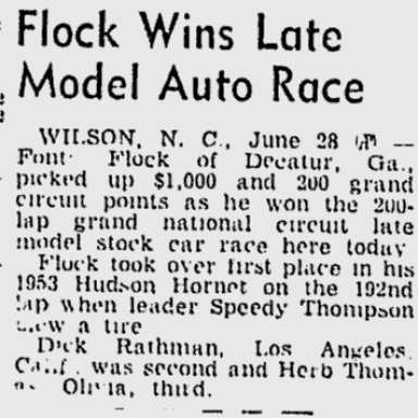 1953 Fonty Flock win at Wilson