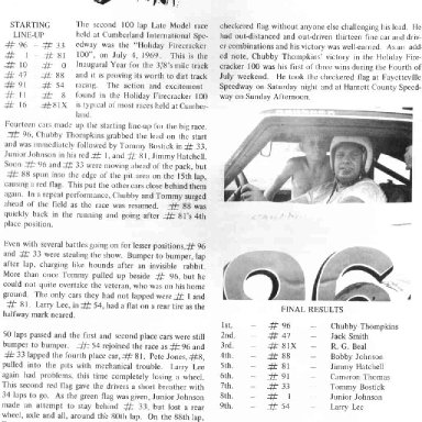 Carolina Dirt Track Circuit magazine 1969 Thompkins