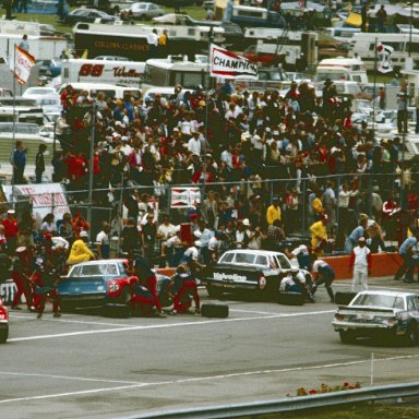 #42 Kyle Petty #43 Richard Petty #90 Jody Ridley 1981 Champion Spark Plug 400 @ Michigan International Speedway.