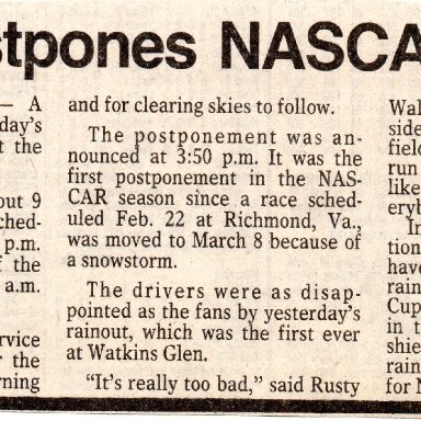 Rain delay newspaper article