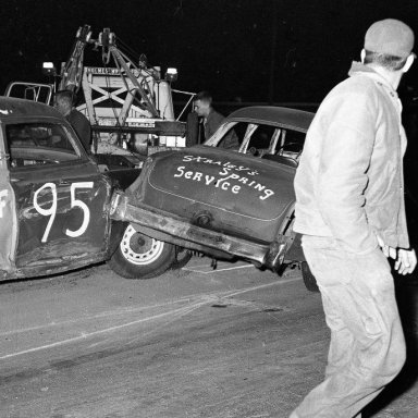 Rockford Speedway clearing the wreckage about 1952