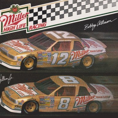 #12 BOBBY ALLISON,#8 BOBBY HILLIN,JR., MILLER HIGH LIFE RACING BUICK,1988 NASCAR WINSTON CUP 001