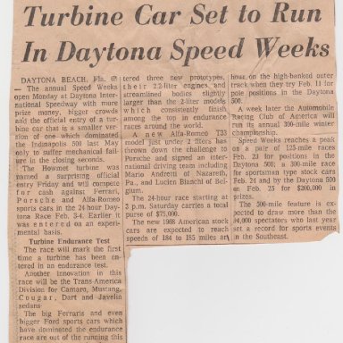 # TX  HOWMET TURBINE  24 HRS. OF DAYTONA, DAYTONA  SPEEDWAY 1968 PHOTO, ARTICLE