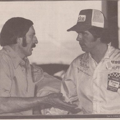 CREW CHIEF MARIO ROSSI , DRIVER DARRELL WALTRIP AUGUST 8, 1975