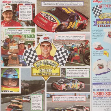 1994 JEFF GORDON COMMEMORATIVE BOX  KELLOGG'S FROSTED MINI-WHEATS  REAR COVER 200