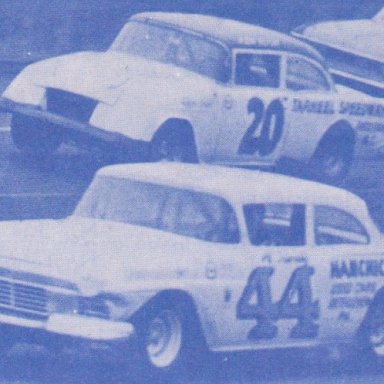 TS04A2  #44 AL TASNADY FORD, #20 KEN RUSH  TARHEEL SPEEDWAY SPONSOR CHEVY,  1964 200 Mile Modified-Sportsman race at Daytona. PHOTO