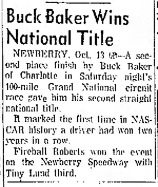 Fireball Roberts Wins In Newberry SC Gallery TMC Chase
