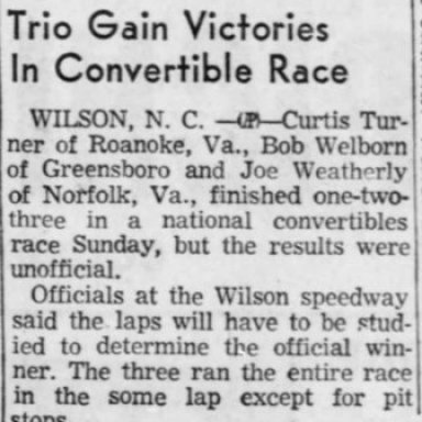 1958 Wilson Speedway convertible race