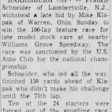 May 24, 1959 Williams Grove Speedway