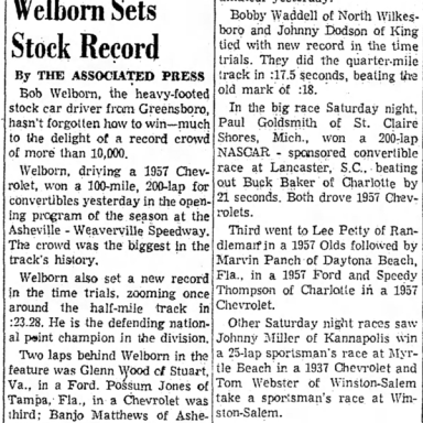 June 2, 1957 Asheville-Weaverville Speedway