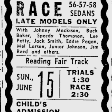 June 15, 1958 Reading Fairgrounds