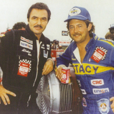 Burt Reynolds & Tim Richmond in 1982 on set of Stroker Ace