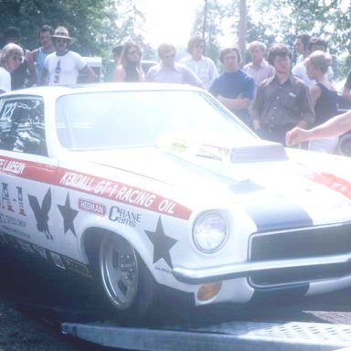 Bruce Larson pit 1973 dragway 42 First class all the way photo by Todd Wingerter