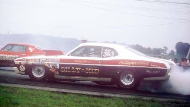 Billy The Kid burnout at 1974 Springnts  photo by Todd  Wingerter