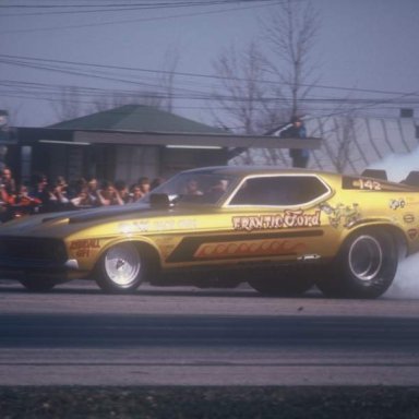 Frantic Ford burnout 1972 Dragway 42  photo by Todd Wingerter