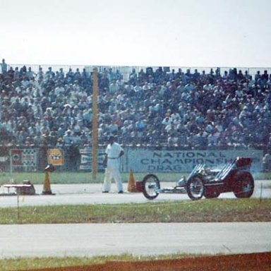 Two Dragsters coming off 1965 Indy
