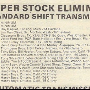 1979 NHRA Super stock stick records