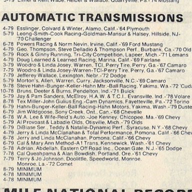 1979 NHRA Stock Automatic Class records