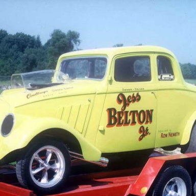Jess Belton 33 Willys aa-gs 1971 on trailer Dragway 42  photo by Todd Wingerter