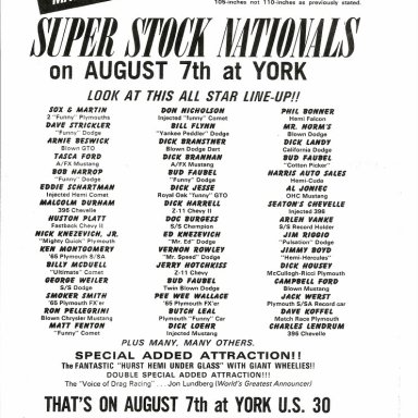 York Press. Super Stock Nationals AD.