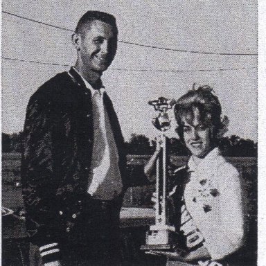 Larry Johnson with "Miss Sav-Motor Oil" Alton Dragway 1963