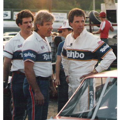 Darrell and crew in the pits at Franklin County Speedway Mid 80's