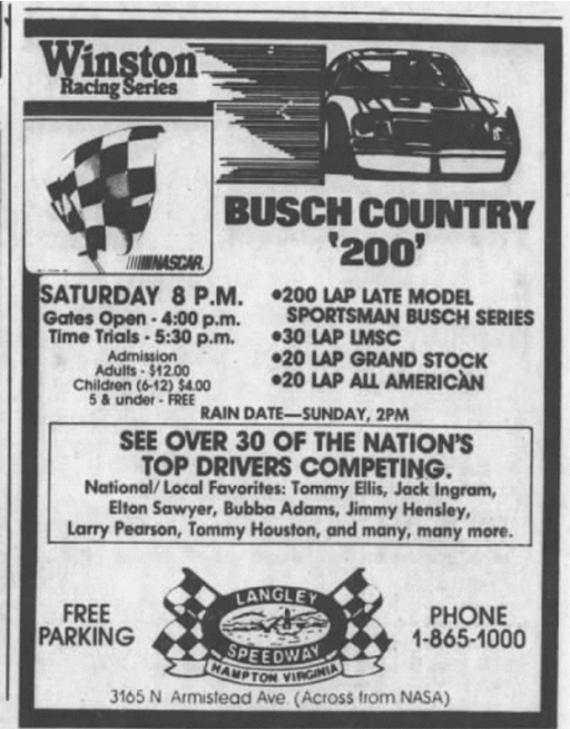1985 Langley Busch 200 ad.png