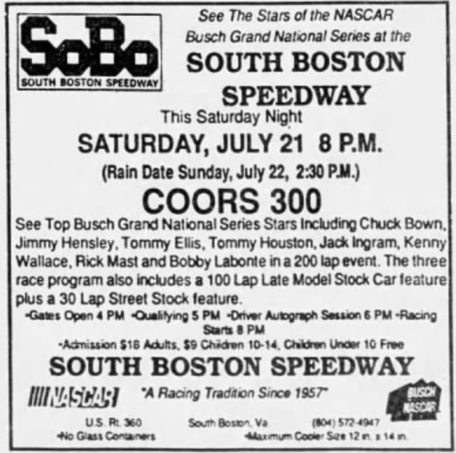 1990 South Boston Coors 300 ad.PNG