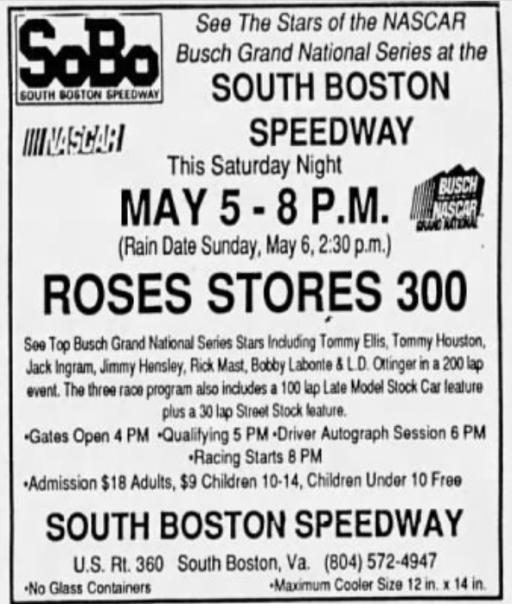 1990 South Boston Roses 300 ad.PNG