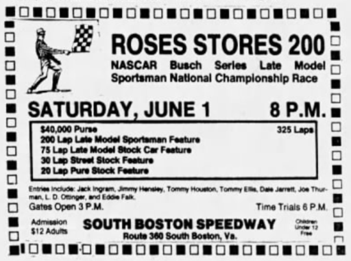 1985 South Boston Roses 200 ad.png