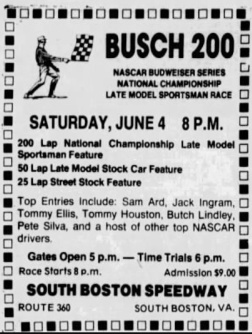 1983 South Boston Busch 200 ad.png