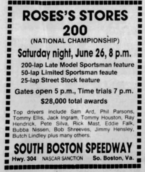 1982 South Boston Roses 200 ad.png