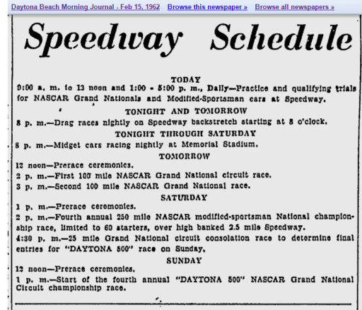 1962 Daytona schedule 021562DBMJ.png