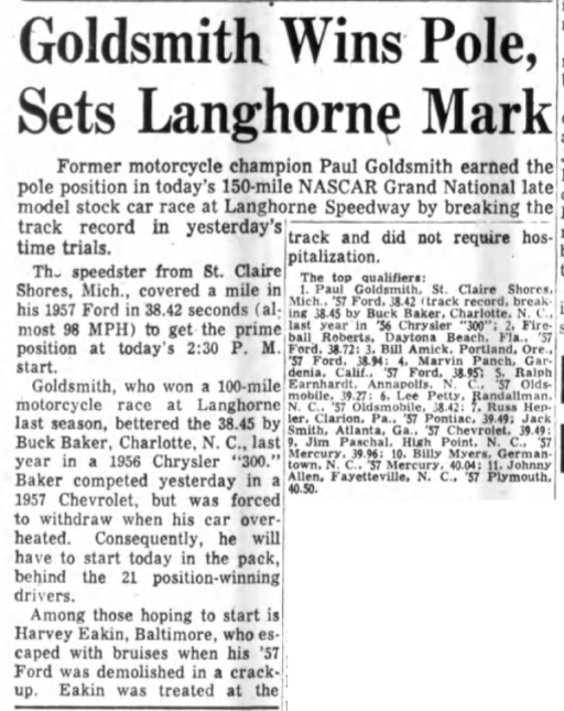 1957 Langhorne Goldsmith 041457PhilInquirer.png