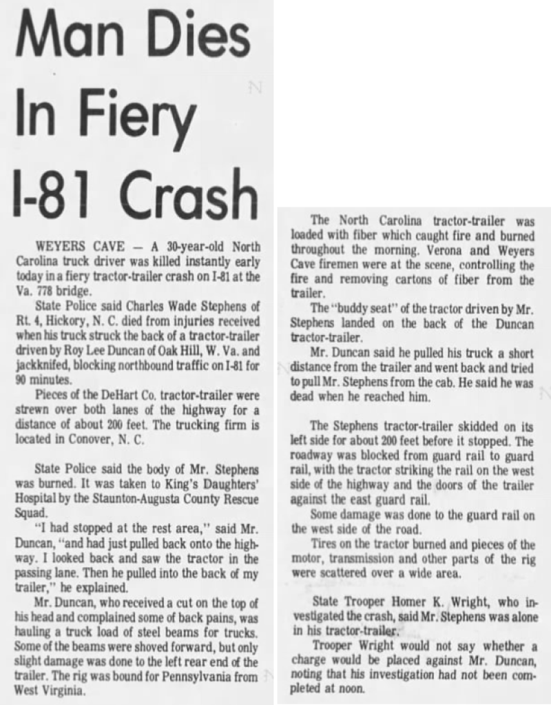 1971 Hickory Wade Stephens article 060271StauntonLeader.png