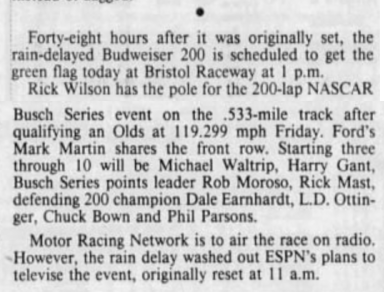 1989 Bristol Bud 200 rain delay makeup.png