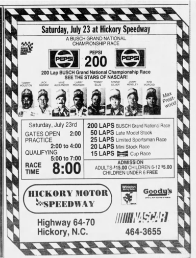 1988 Hickory Pepsi 200 ad.png