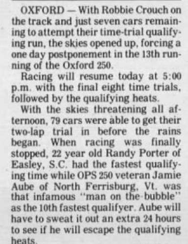 1986 Oxford Plains 250 Busch rain.png