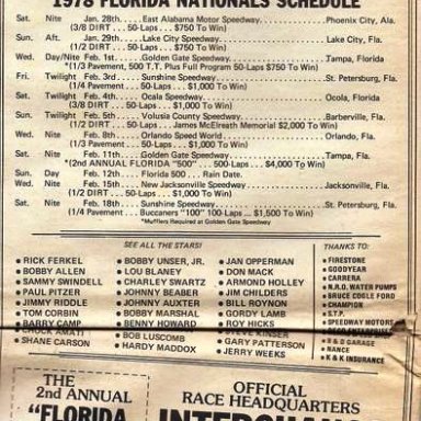 1978 Nationals Schedule
