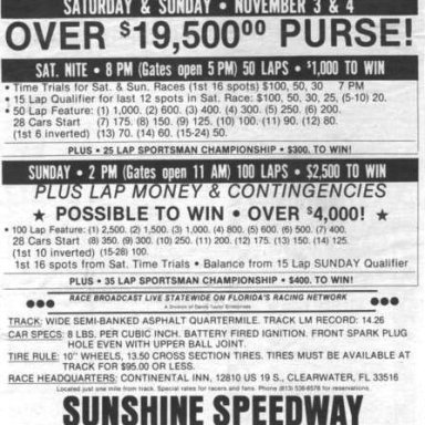 Sunshine Speedway Governors Cup Ad