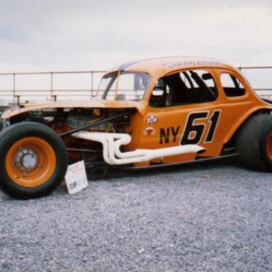 Richie Evans' Modified coupe, restored and on display at Pocono Raceway.