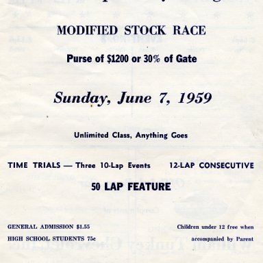 1959 Lancaster Speedway inaugural race