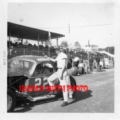 Jimmy Hensley In Car- His Uncle Billy Hensley Standing