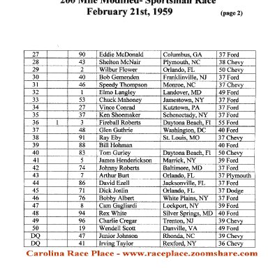 1959 Daytona Results M-S, page 2