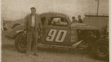 Junie with 36 Chevy coupe