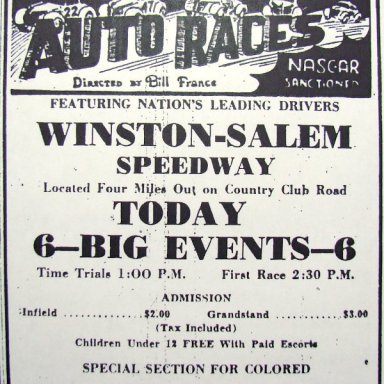 Peace Haven Speedway - 1949 Ad