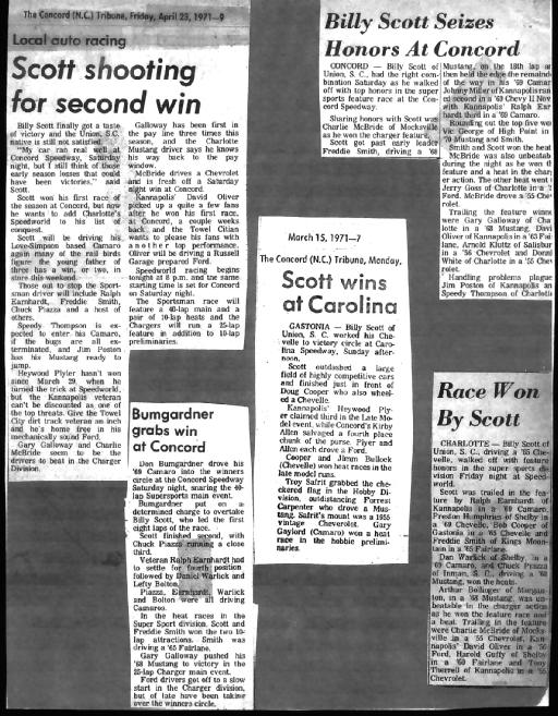 BILLY SCOTT'S 1971 RACING SEASON - Gallery - Billy & Barbara Scott ...