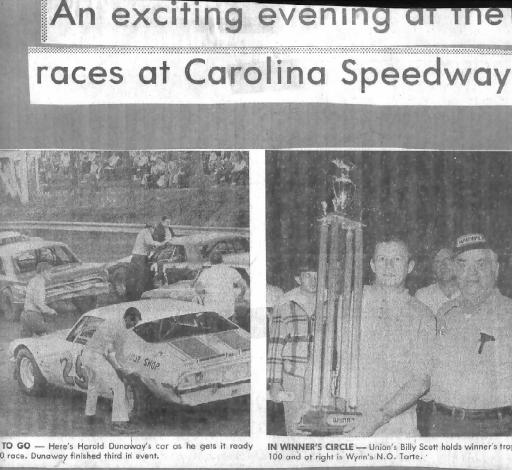 Billy Scott - Carolina Speedway 1970's - Gallery - Billy & Barbara ...
