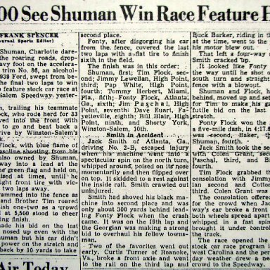 Peace Haven Speedway - Buddy Shuman 1950