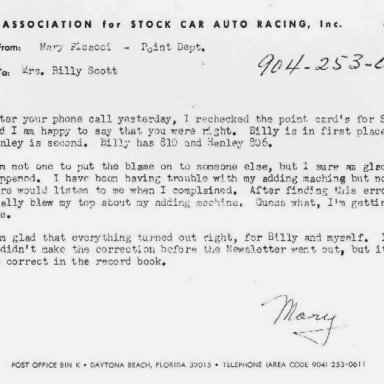 BARBARA SCOTT CHALLENGES NASCAR RECORDS 1967